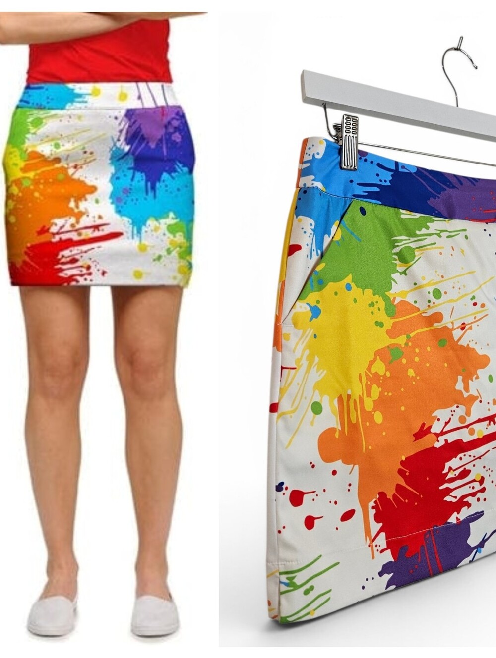 Loudmouth Skort Womens Size 4 Drop Cloth Paint Splatter Golf Skirt Activewear